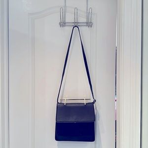 Black and gold vintage cross body bag with removable strap